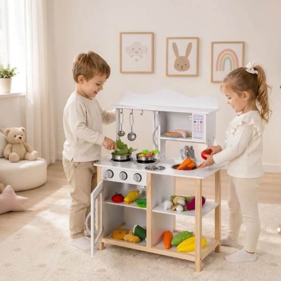 Slika Drvena dječja kuhinja s dodacima Ecotoys