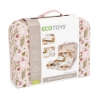 Slika Drvena kućica za lutke u prijenosnom koferu, set od 20 dodataka Ecotoys 