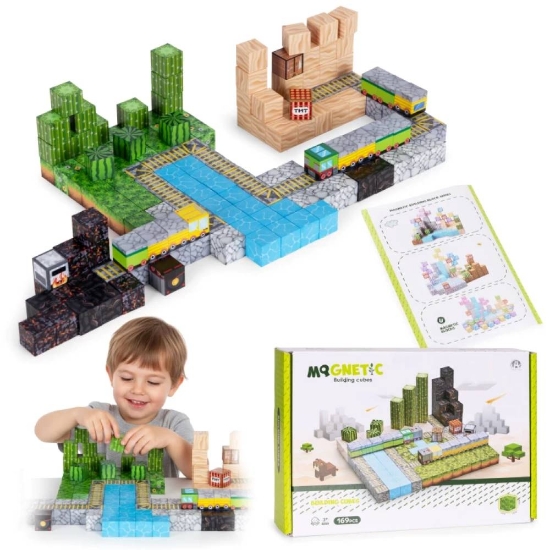 Slika Magnetni set građevinske kocke Vlak - 169 dijelova