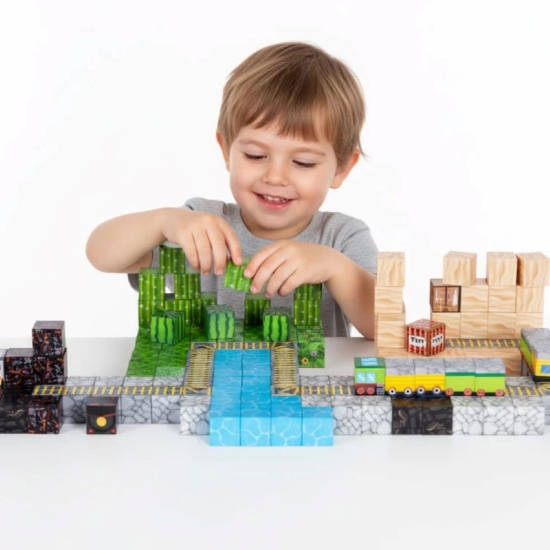 Slika Magnetni set građevinske kocke Vlak - 169 dijelova