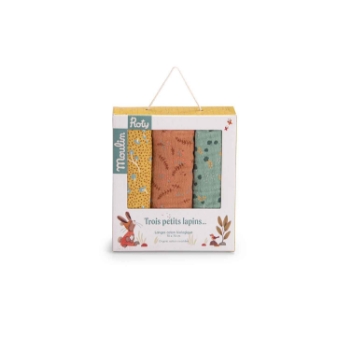 Slika Set od 3 muslin tetra pelene Trois Petits Lapins Moulin Roty 