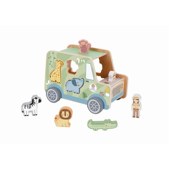 Slika Drveni safari džip TK960, zelena Tooky Toy Animal Jeep 