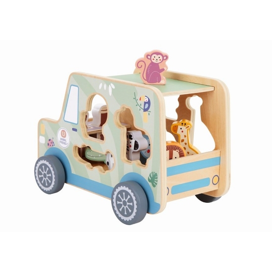 Slika Drveni safari džip TK960, zelena Tooky Toy Animal Jeep 
