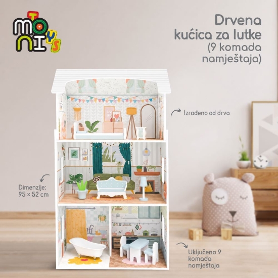 Slika Drvena kućica za lutke 8211 Moni Toys 