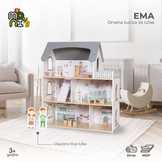 Slika Ema drvena kućica za lutke Moni Toys 