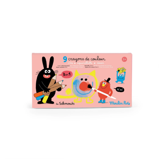 Slika 3 u 1 bojice Les Schmouks 9 komada Moulin Roty 