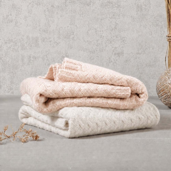 Slika Pletena dekica od merino vune 75x100 cm, ecru BabyOno 